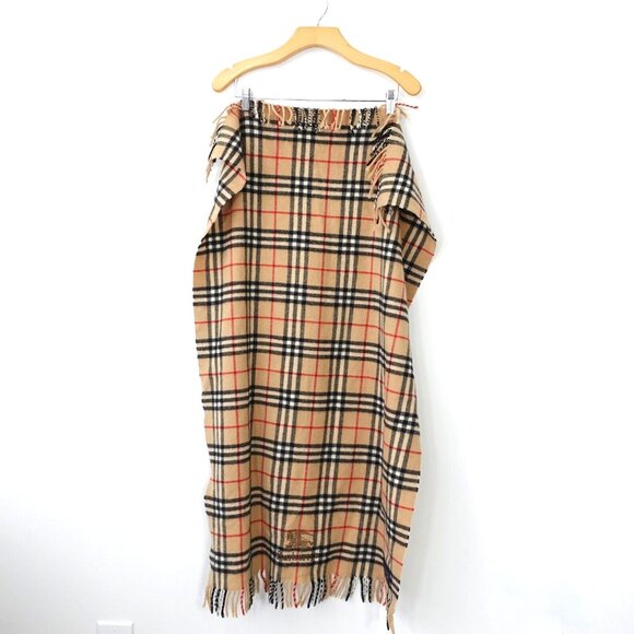 VINTAGE BURBERRY Scarf Wool Wrap Shawl Plaid Nova Check House 25 in x 40 in L - Picture 1 of 12